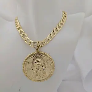 Santa Barbara 863 Unisex Gold Plated Necklace with Dije Pendant for Men and Women 249