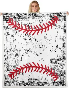 Baseball Flannel Fleece Throw Blanket,Twin 60"x80" Sports Game Fuzzy Blanket for Couch,3D Ball All Season Sports Theme Sherpa Blanket,Twin 60"x80"