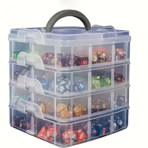 4-Layer 24-Grid Portable Design with Lid Transparent Storage Box, Snap Closure, Jewelry Accessories Storage Box, Sewing Supplies Storage, Jewelry Making Tools, Accessories Storage Box pink tote Cover Organiser