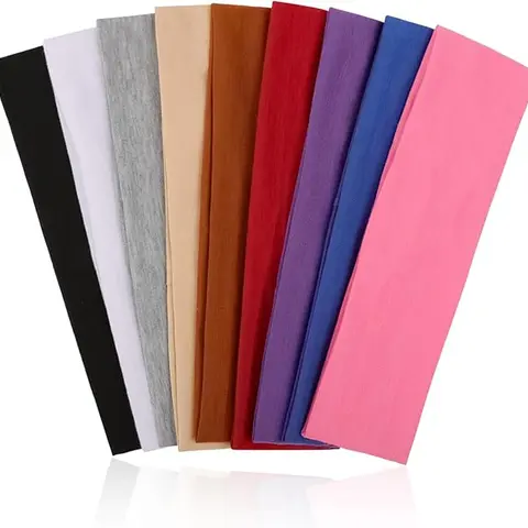 9Pcs Headbands for Women & Men, Non-Slip Sweat Bands, Soft Cotton Stretchy Hair Bands for Workout, Yoga & Running