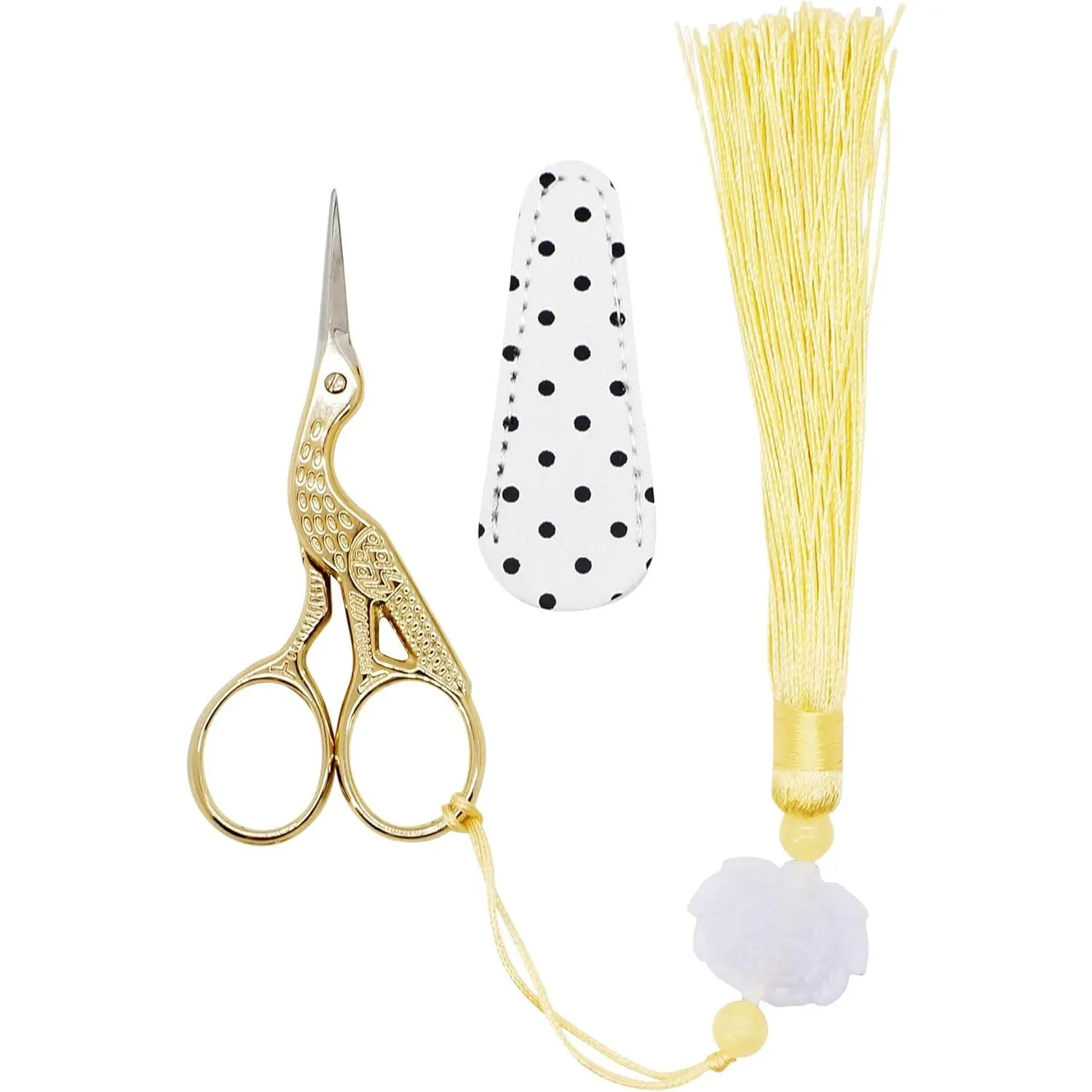 3.6Inch Small Embroidery  Precision Scissor with Leather Cover Tassel Stainless Steel Tip for Crafting Thread  Sewing DIY Needlework Artwork Housework