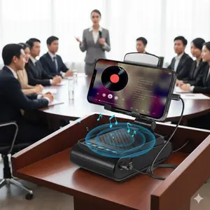 5.1 channel Portable Bluetooth Speaker Stand with Wireless Charger Adjustable Height & angle for Home office Entertainment Surround Sound Foldable Laptop Tablet