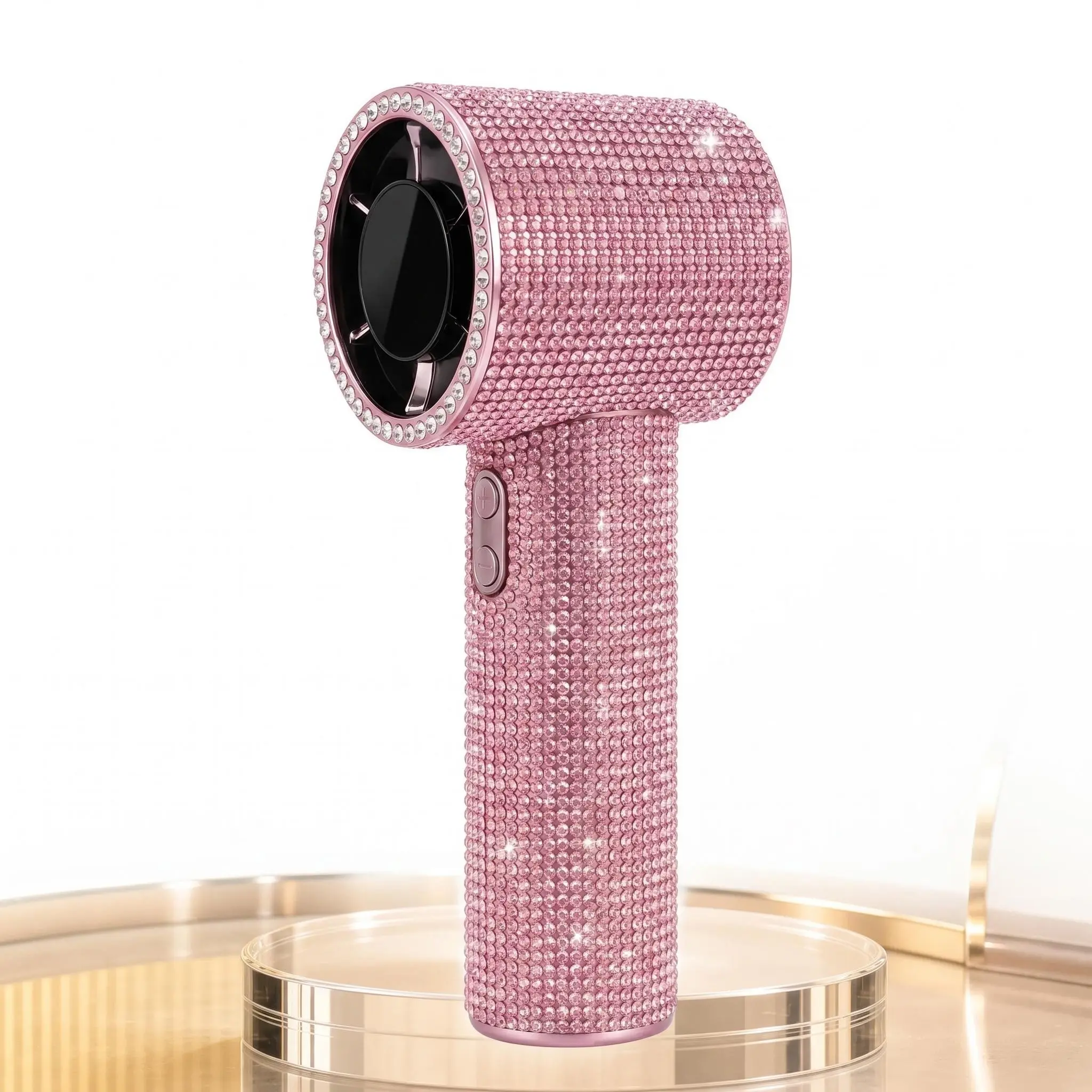 Bling Queen Diamond Handheld Fan, Portable Mini Fan with Digital Display, Adjustable Speed Rechargeable Personal Fan for Travel, Makeup, Outdoor, Women's Gifts