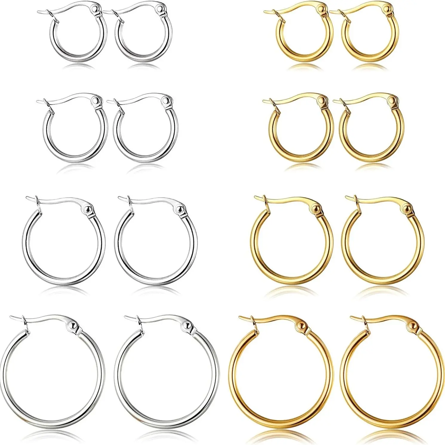 Silver-tone,4 pairs,Gold-tone,4 pairs