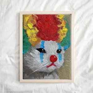 Whimsical Cat Canvas Poster – Oil Painting Style Wall Art, Retro Art Deco Animal Print for Living Room, Bedroom & Home Office