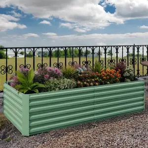 Garvee 1-Pc Outdoor Metal Raised Garden Bed, 350 Gallon Deep Root Planter Box for Vegetables, Herbs, Flowers, Succulents, Green