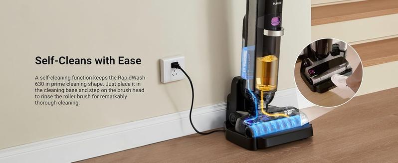 Eureka RapidWash 630 Cordless Wet Dry Cleaner 170° Reclinable Hot Air Drying Self Cleaning Vacuum Mop Combo for Hard Floors Pet Hair Sticky Messes Jumpstart Sale