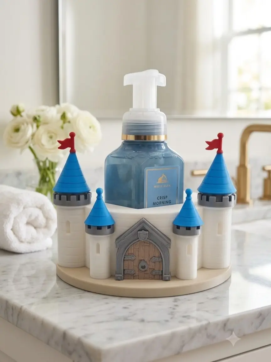 3D Printed Princess Castle Soap Holder & Candle Sleeve - Dual-Purpose Hand Decor, Gift-Fit for BBW Foaming Soap, 3-Wick Candles, Bathroom & Bedroom Vanity (Home & Bathroom Supplies)