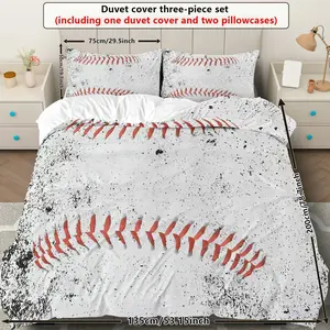 Baseball-Themed Printed Bedspread Set, Soft & Comfortable Bed3-piece baseball-themed printed bedspread set (1 bedspread + 2 pillowcases, without core), soft and comfortableding, Includes 1 Bedspread & 2 Pillowcases, Ideal for Bedroom Dorm Guest Room Decor