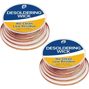 Essmtuin Solder Wick Braid 10Ft with Flux for , 2 Roll Desoldering Wick Braid Remover Solder, No-Clean Soldering Wick  to Disassemble Electrical Components (WID 0.1in (2.5mm))