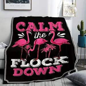 Beautiful Flamingo Pattern Print Blanket, Multipurpose Gift Blanket For Office Home Picnic