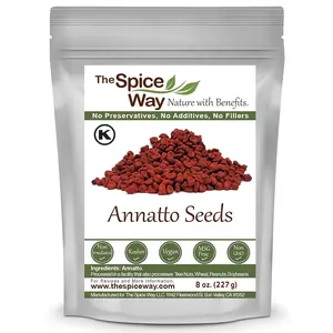 The Spice Way Annatto Seeds Whole Pure Non-GMO Kosher Vegan MSG-Free Resealable Bag 8 oz Flavor Enhancing for Sauces