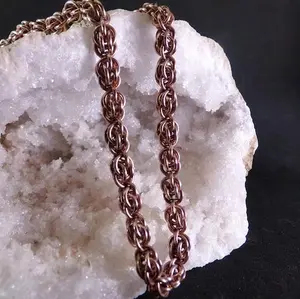 Bronze Chainmaille Necklace, Unisex necklace, Handcrafted chainmaille chain, 20" chain