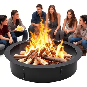 GARVEE 60-Inch Smokeless Fire Pit Ring with Easy Install Iron Sheets, Ventilation Holes for Efficient Wood Burn, Durable Painted Steel for Outdoor or Underground Use in Camping, Garden, Terrace, Backyard