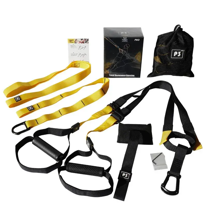 Suspension Training Strap Fitness Strength Power Trainer Adjustable Yoga heavy exercise band  Wall Mount Professional Tensioner for Home Gym with Adjustable Straps and Wall Mount