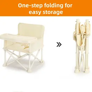 Portable Outdoor Baby Dining Chair with Sunshade & Tray, Foldable for Picnic Camping Beach Compact storage for travel & camping