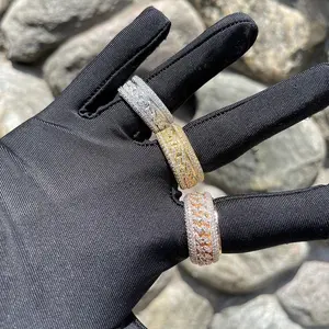 [ICE HUE] Unisex 18K Gold Vacuum Plated Copper Ring, 5A+ Sri Lanka Zircon Inlay Rotatable, Miami Italy Mexico & Micro Inspired Luxury Costume Jewelry, Daily Wear Gift Idea, Classic Hip Hop Simple Sporty Styles, Gold Rings