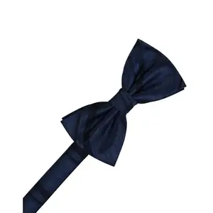 Midnight Striped Satin Bow Tie