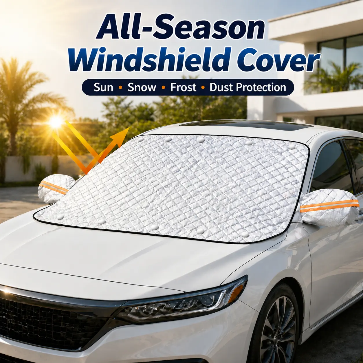 Universal Car Windshield Snow Cover Thickened Anti-Frost Anti-Ice Winter Protector, Heat Insulation Sun Shade For All Seasons