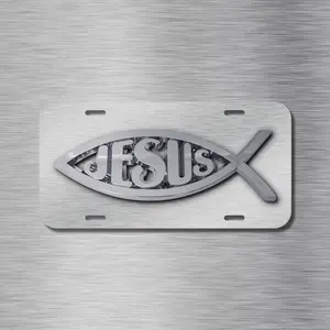 Jesus Vehicle Front License Plate Auto Car NEW Tag Fish Christian NEW