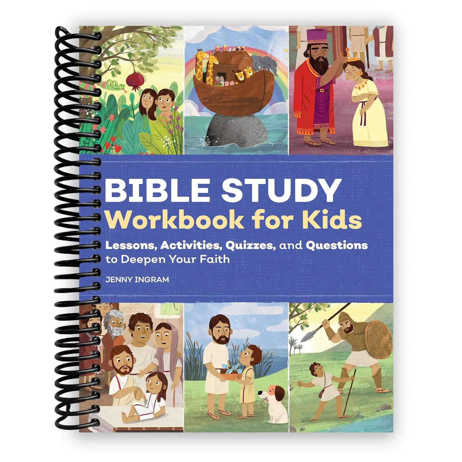 Kids' Bible Study Activity Book - Spiral Bound, Interactive Faith-Deepening Lessons, Activities, Quizzes to Reinforce Learning, Questions for 8-12 Yrs, 176 Pages, Lays Flat to Read
