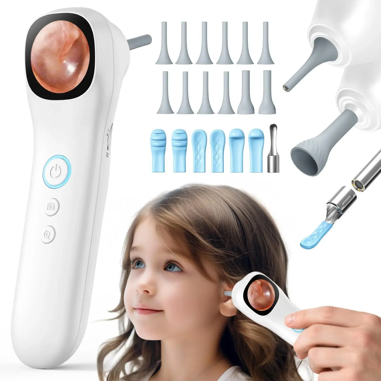 [DealsForYouDays] 5-in-1 Otoscope Ear Camera With IPS Screen, 1080P HD Video Otoscope with Light Professional Ear Wax Removal Tool for Home Use of Ear Nose Skin Oral Cavity Suitable for Kids Adults Pets summeressentials