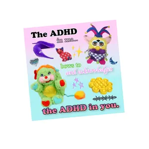 The ADHD in me clown Furby sticker, 4x4 inches, XL in size