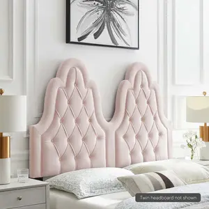 Modway Augustine Tufted Performance Velvet Twin Headboard in Pink