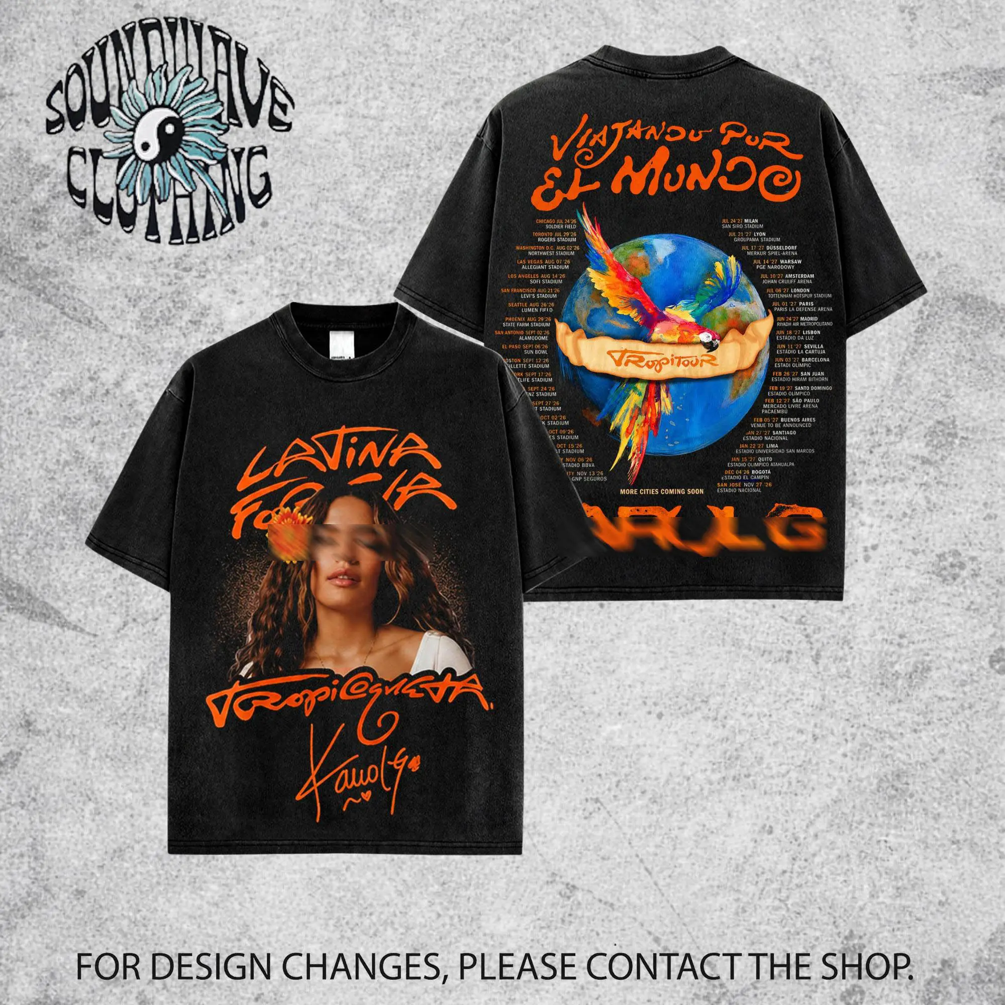 Viajando Por El Mundo Tropitour #2 Premium Cotton T-Shirt - La Bichota Latin Queen Graphic Tee, Latin Pop Concert Tour Merch, Cute Festival Summer Shirt, Unisex Gift for Latin Fans