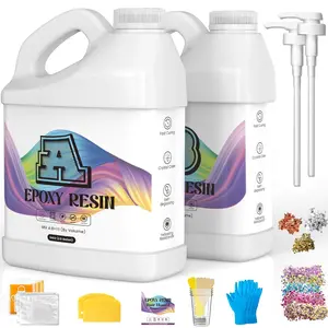 Epoxy  1Gallon Kit, Clear,Self Leveling,Bubble-Free,Anti-Yellowing Easy Mix 1:1,Suitable for Art Casting, & Molds, Projects,DIY Gifts