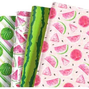 Watermelon Wrapping Paper Set - 12 Sheets Watermelon  Wrapping Paper with 4 Designs, 20''x27'' Flat Sheets for Fruit Themed Party Decorations, Summer Birthdays,  Showers, DIY Crafts