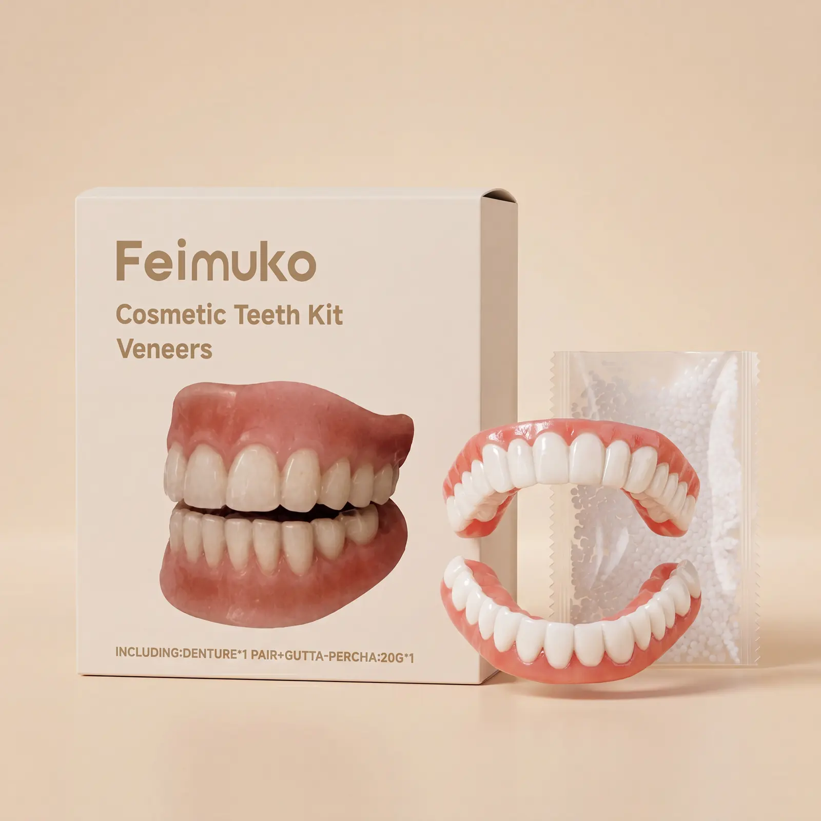 Adjustable Snap-On Dentures, Temporary Solutions for Upper And Lower Teeth, Unisex Instant Teeth Set, Easy-To-Use Dental Veneers