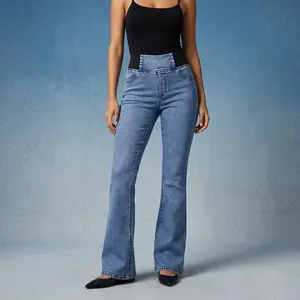 GILIPUR Women's Y2K High Waisted Flare Jeans | Vintage Slim Fit Stretch Denim Pants | Retro Streetwear Aesthetic Trousers