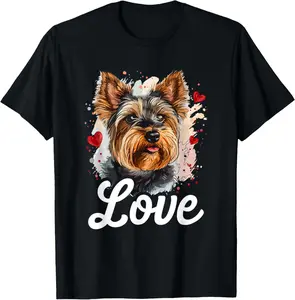 100% Cotton Unisex Yorkshire Terrier Dog Yorkie - LOVE T-Shirt