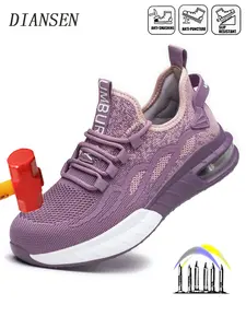 Steel Toe Shoes for Women Safety Shoes Lightweight Breath Lady Anti-smash Anti-Punctur Industrial Work & Construction Work Indestructible Shoes