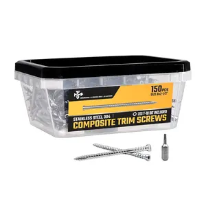 Composite Trim Screws, #8 x 2-1/2" Stainless Steel 304, 150 count,  Fastener for PVC & , Outdoor Deck, & Exterior, Rust-Resistant, T-10  Drive, 1.1lbs