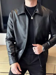 Men's Solid Color Jacket Coats, Regular Fit Casual Fashion Comfy Collar Zip Up Outerwear for Daily Outdoor Wear, Men Cloths for Spring & Fall