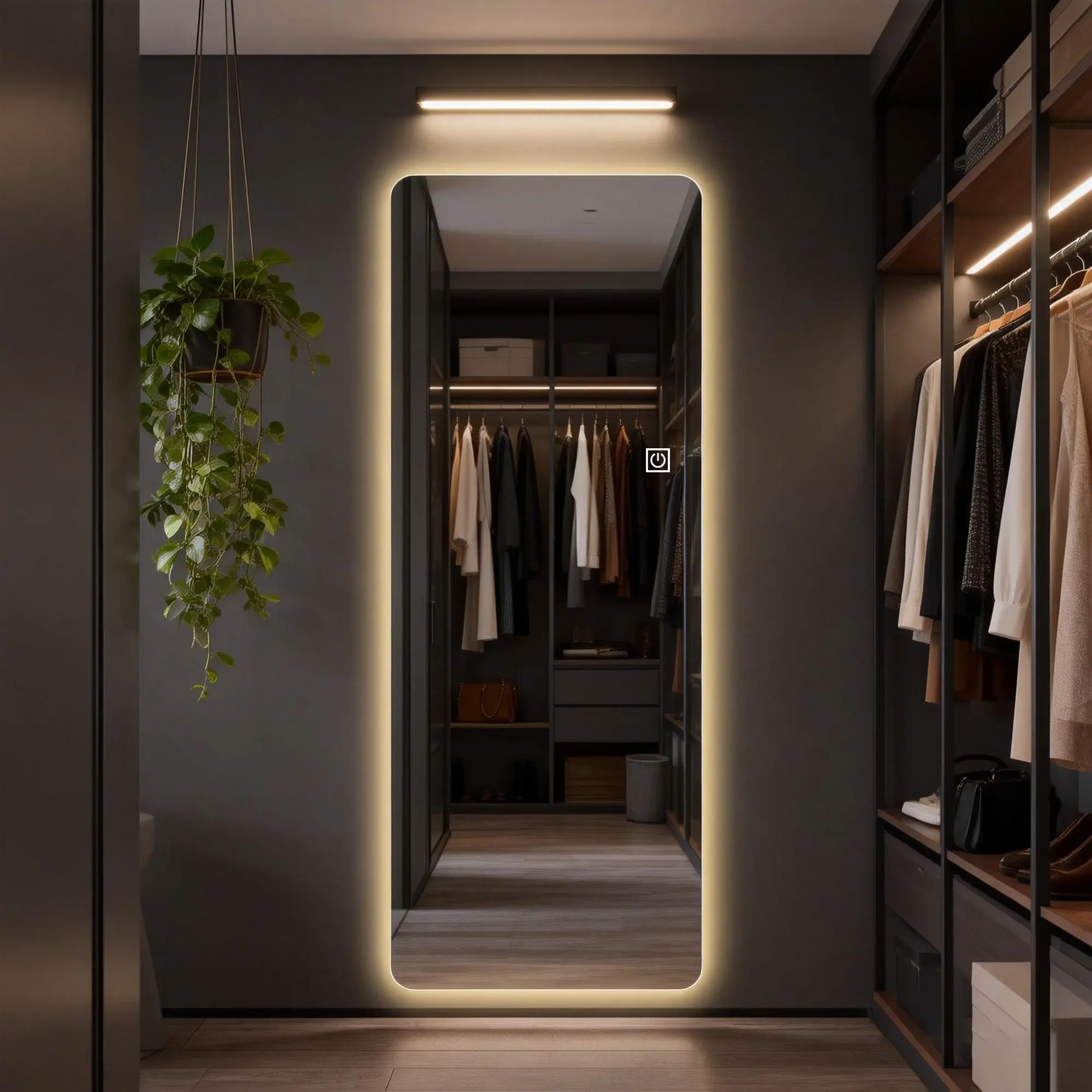65" x 22" Rectangle Luxury Body Mirror - Anti-Shatter, Adjustable Warm Light, 3-Color Lighting, Wall-Mount Modern Bathroom Mirror for Bedroom Dressing Vanity Decor