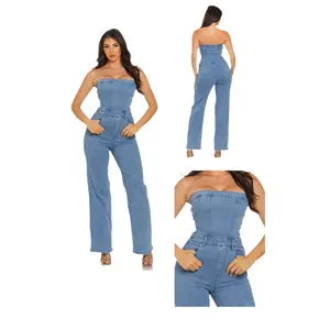 Azulita- Strapless denim jumpsuit