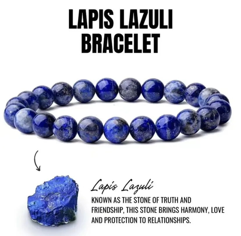 Healing Balance, Birthday gift Daily sapphire Women's Anxiety-Relief,Crystal Healing Stress Natural Gemstone lapis lazuli bangle matching bracelets