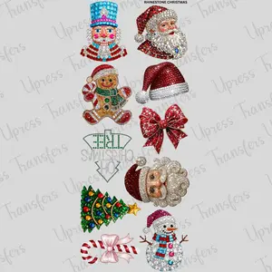 Rhinestone Christmas DTF Transfer Gang Sheet 24.5" Wide x 60" Long DIY Tshirt Transfers Direct To Film with Vibrant Designs for Crafters