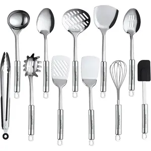 11 PCS Stainless Steel Cooking Utensil Set, Nonstick Kitchen Gadgets Cookware Set with Spatula for Home Kitchen Daily Use