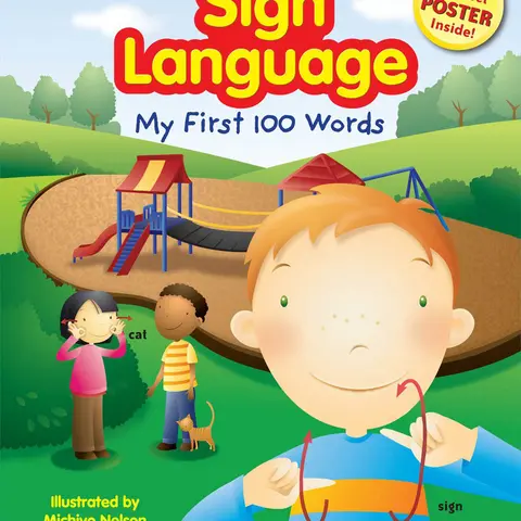 Used American Sign Language Learning Book - Scholastic Kid-Friendly Paperback with Poster, My First 100 English Words Beginner’s Guide (School & Educational Supplies for Toddlers: Kindergarten Readiness, Early Reading), Books For Toddlers, Childrens Books