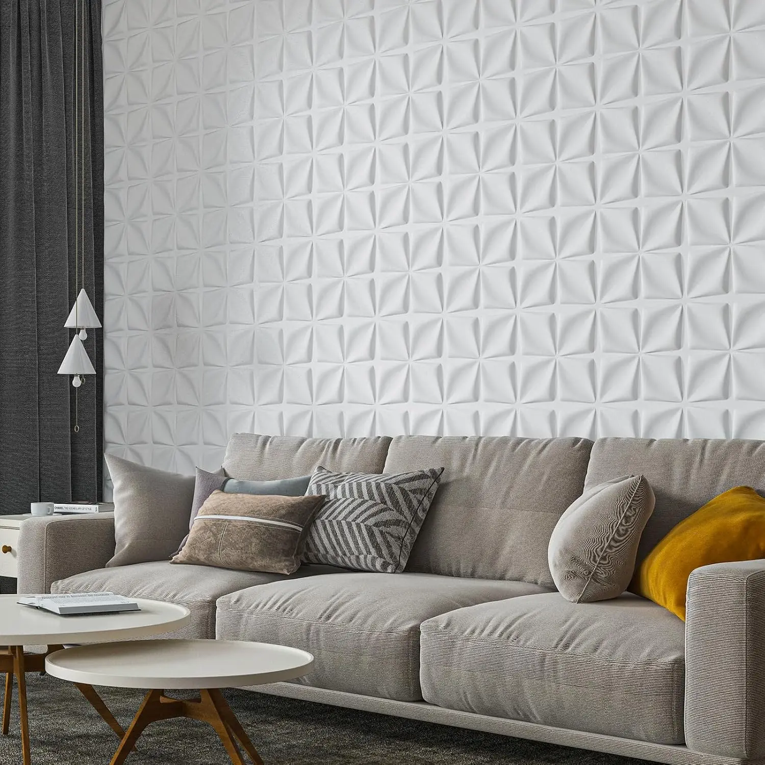 Aadesh PVC Plastic 3D Wall Panels for Interior Wall Decor, Waterproof and Fire-Resistant, 11.8x11.8 Inches, Ideal for Living Rooms, Bedrooms, Hotels, Offices