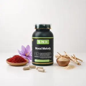 Mood Melody Saffron Plus -  Mood & Stress Support Capsules - Supports Positive Mood, Calm Focus, Emotional Balance & Daily Energy - Saffron + Daylily + Albizia + Jatamansi - 15 Botanical Formula - Caffeine-Free