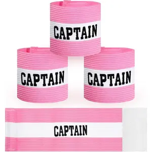 3PCS Adjustable Pink Captain Armbands 9x29Cm/3.5x11.5Inch for Adult Youth, Fit Football Rugby Basketball Soccer Volleyball Team Sports