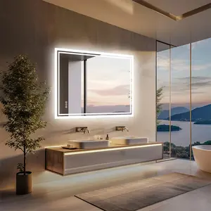 28x36 Inch LED Backlit Bathroom Mirror |   Illuminated Dimmable Defog Wall-Mounted Bath Mirror |   Modern Lighted Vanity Mirror with Anti-Fog Function & Adjustable Brightness