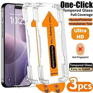 3pcs Ultra HD Cellphone Screen Protector For iPhone 17 Air/17 Pro Max/17 Pro/17/16E/16/15/14/Plus/13/12/Mini/11/XR/X/XS/XS MAX/7/8/SE,One-Touch Dust-Free Installation,9H Hardness,Anti-Shatter,Bubble-free,Anti-Fingerprints,Edge Protection,Easy to Install