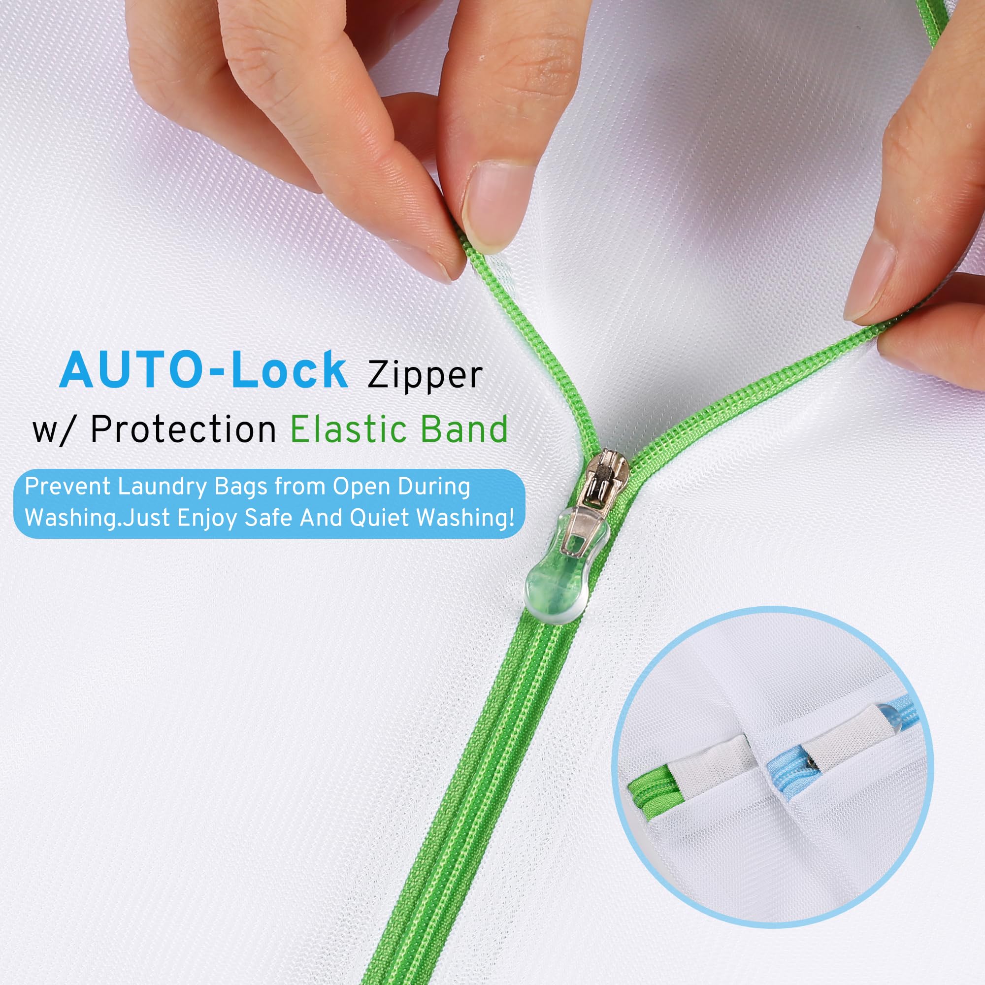 Ultimate 7 Pack 6 Size Mesh Laundry Bags Set with AUTO-Lock Zipper for Delicates Lingerie Bags Lightweight Durable 100% Polyester Secure Cleaning