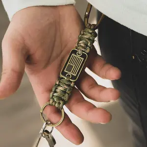 Camo Paracord Bronze Flag Keychain - Helps Pair Veterans with a Service Dog or Shelter Dog